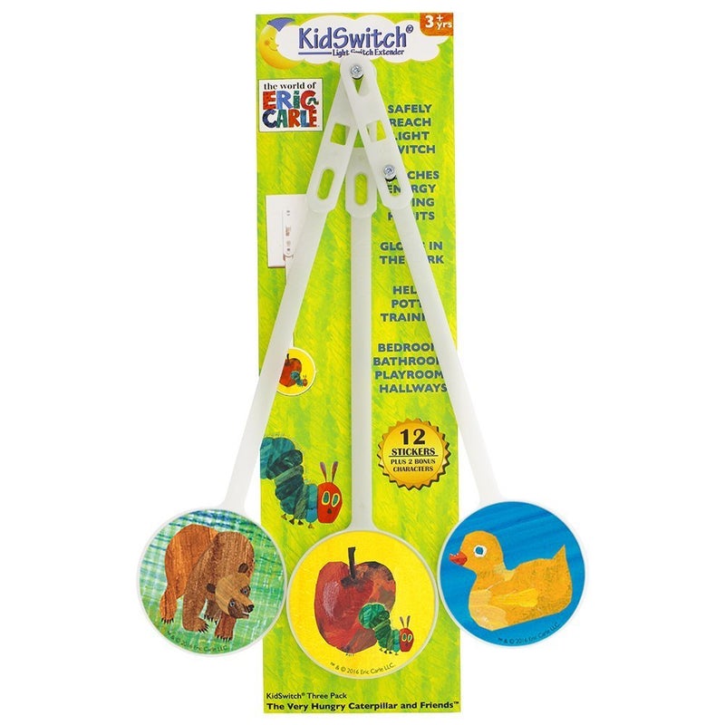Kidswitch Light Switch Extender for Kids 3 Pack - The World of Eric Carle Edition - The Very Hungry Caterpillar & Friends - Officially Licensed! - Image 1
